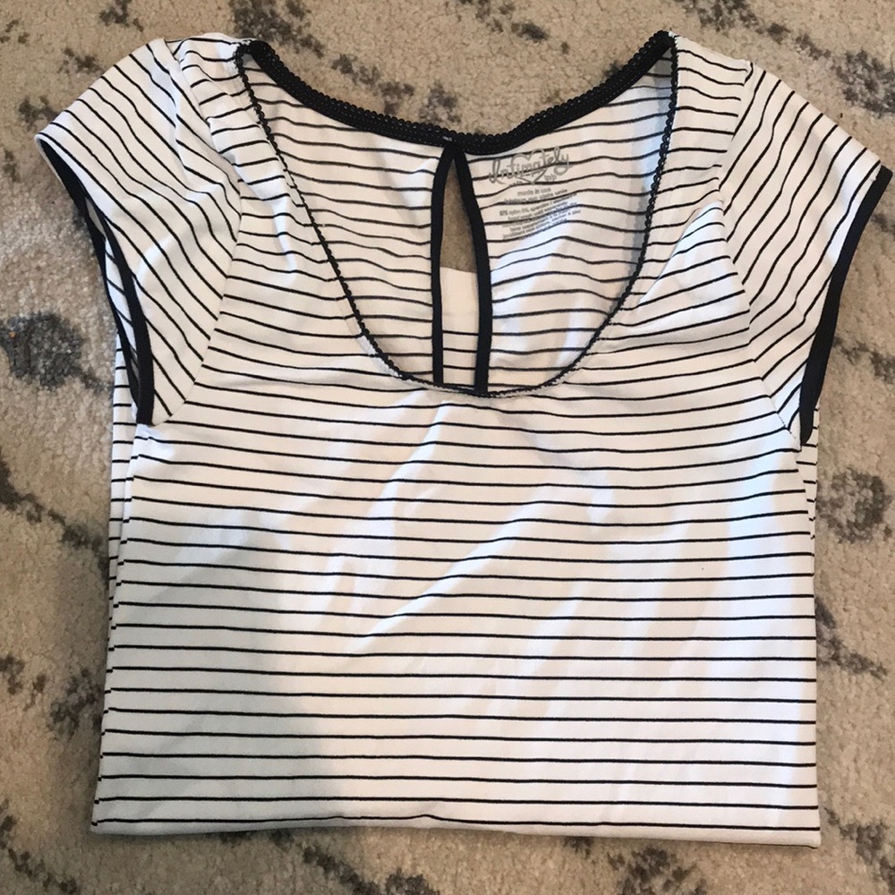 FREE PEOPLE black and white striped tee